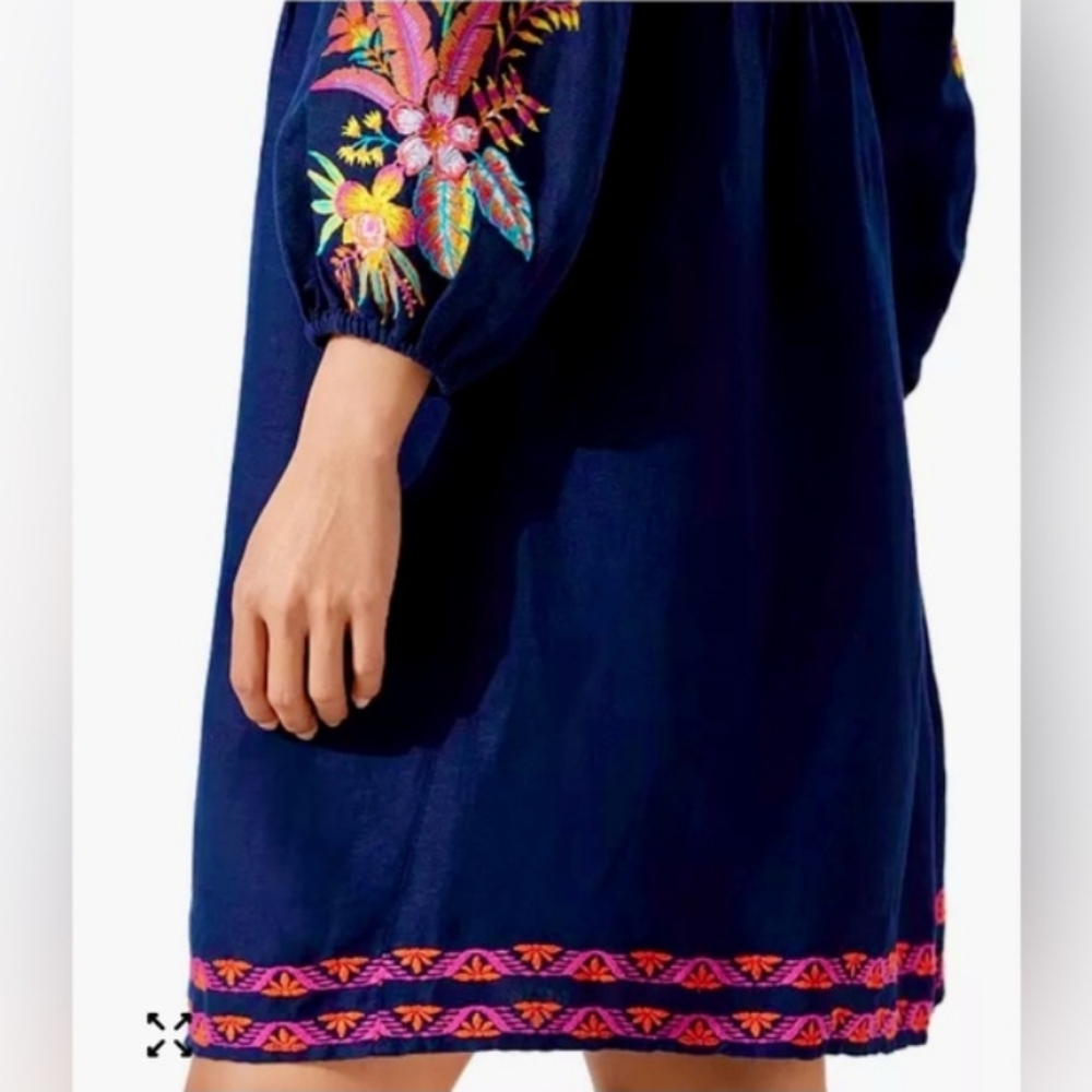 NWT Tommy Bahama St. Lucia Tropical Embroidered Linen- Blend Dress Size Small - Picture 3 of 8
